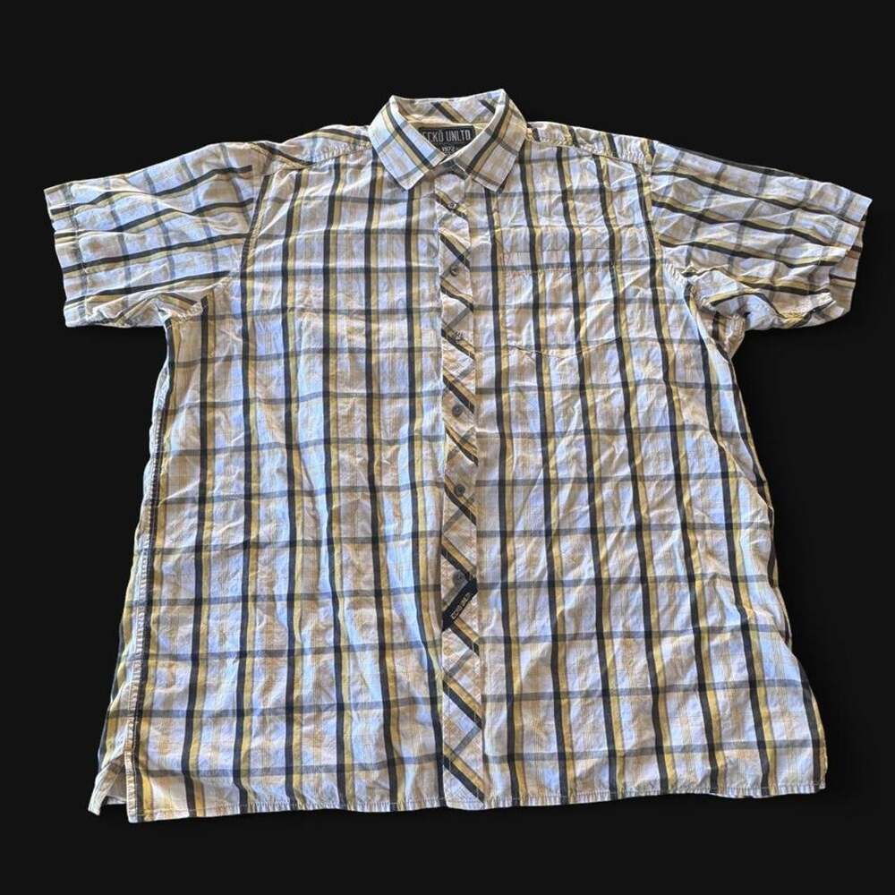 Ecko Unltd. Men's Multi Checker Short Sleeve Plaid Style Button Up Shirt XXL